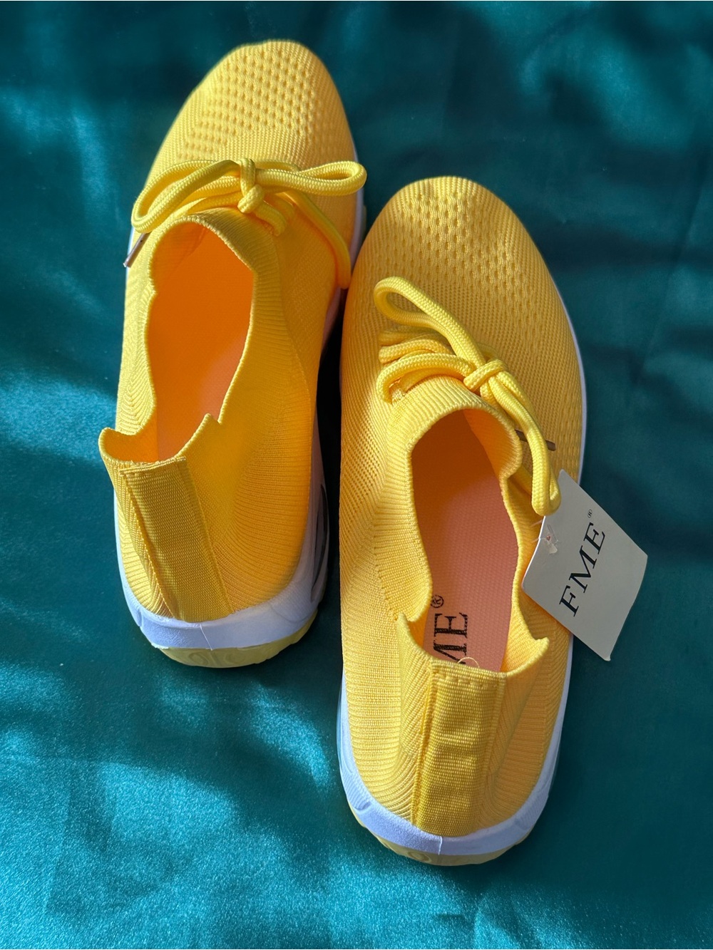 Size 38 Brand New Yellow Knit Slip-On Athletic Sneakers
